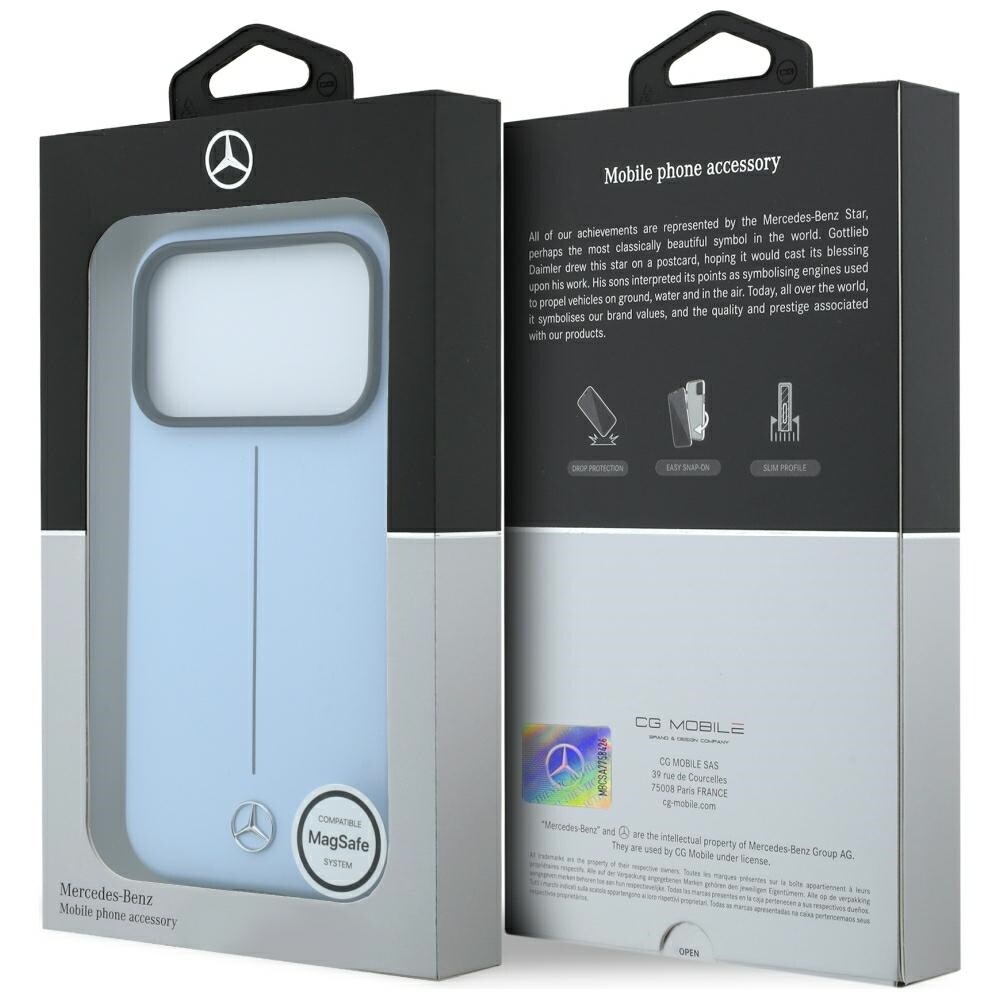 Mercedes Iconic Line læderetui delvis omslutning m. MagSafe til iPhone 18 Pro/17 Pro – Blå