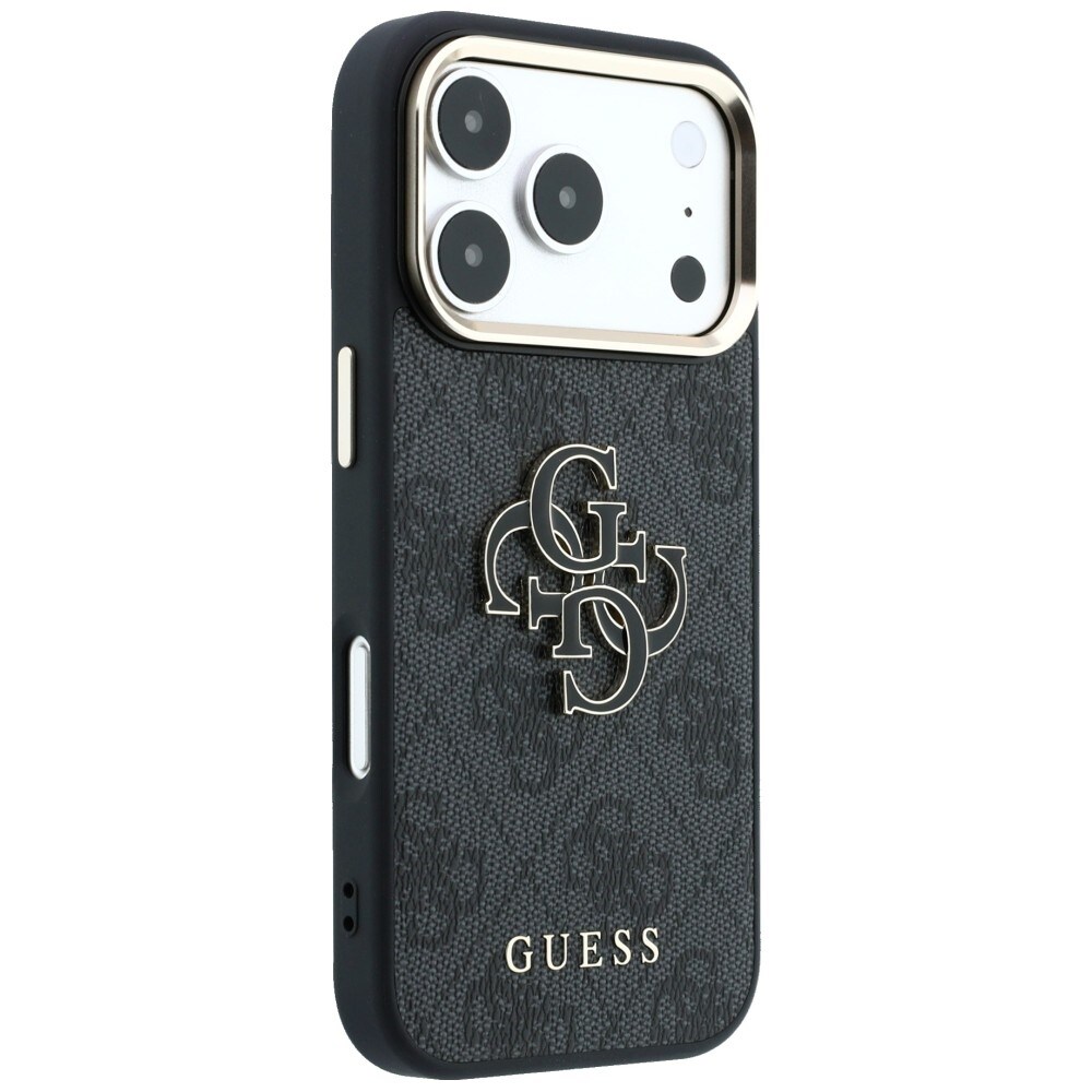 Guess 4G & Big Resin-logotypfodral för iPhone 17 Pro / 18 Pro – Svart