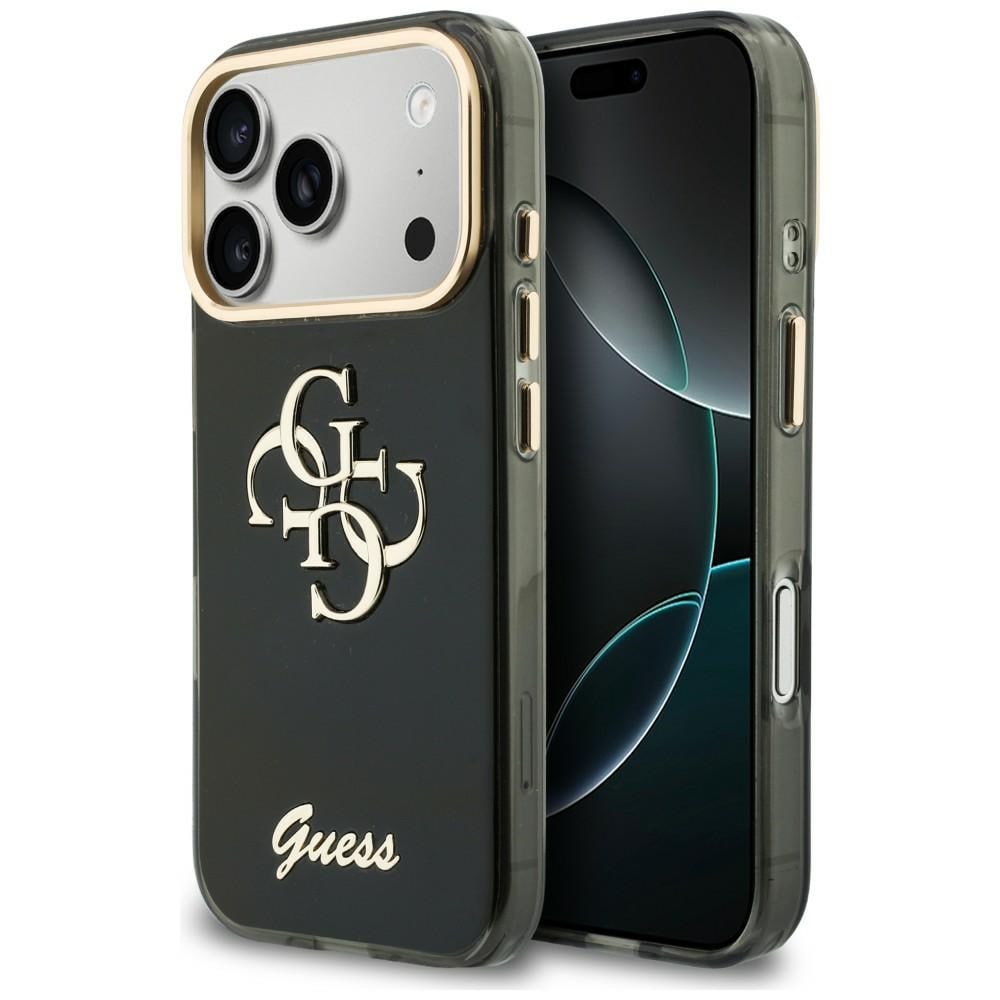 Guess IML 4G Script metallfodral för iPhone 17 Pro Max / 18 Pro Max – Svart