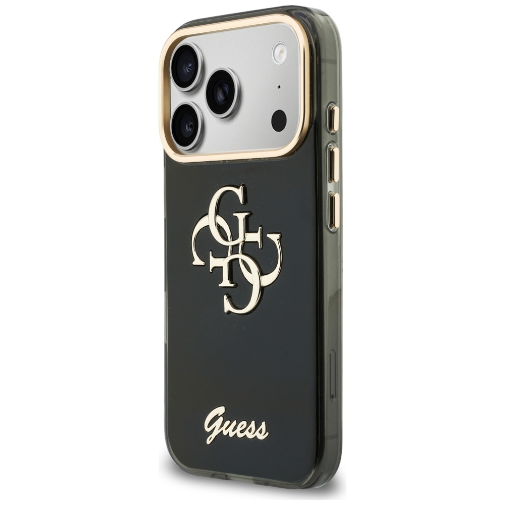 Guess IML 4G Script metallfodral för iPhone 17 Pro Max / 18 Pro Max – Svart