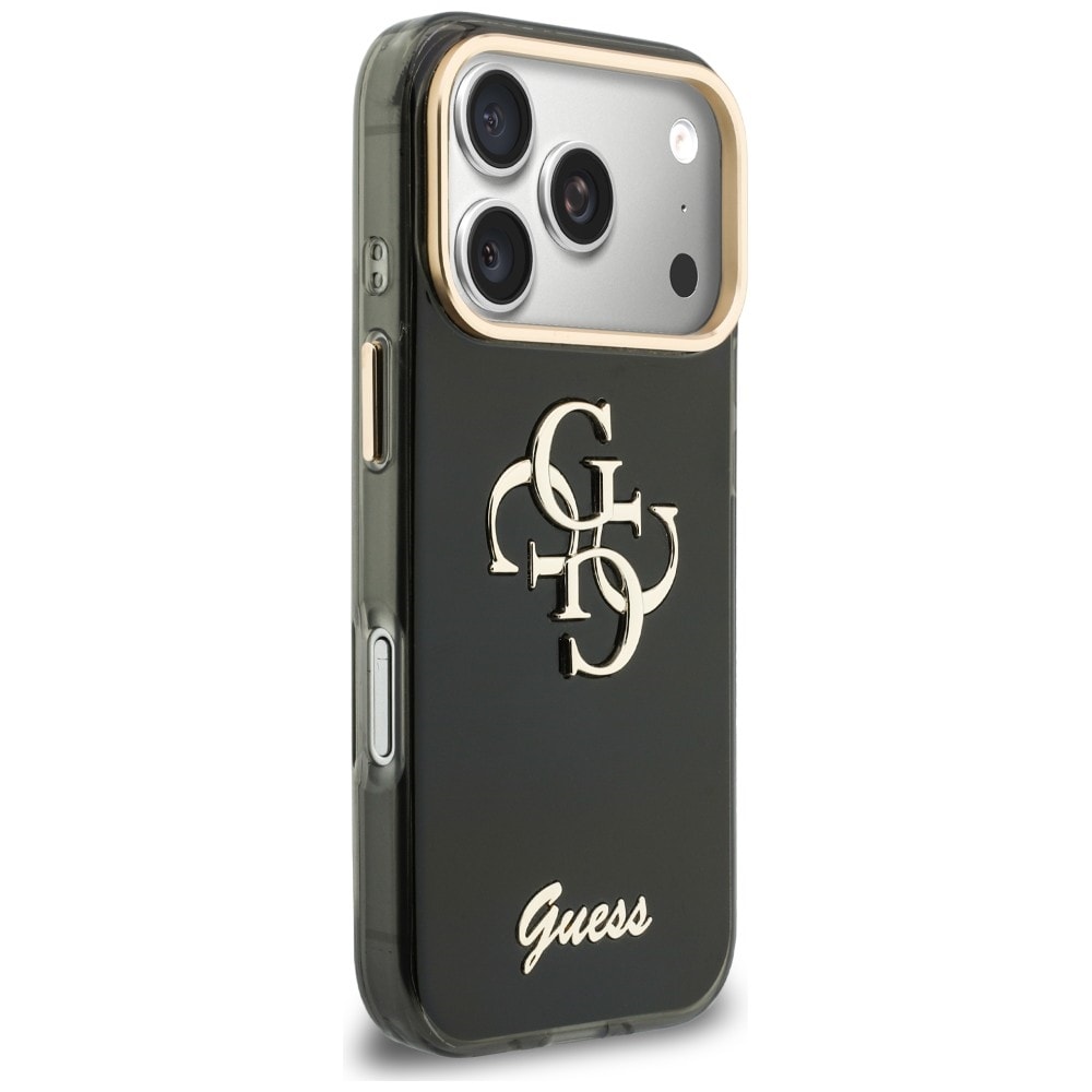 Guess IML 4G Script metallfodral för iPhone 17 Pro Max / 18 Pro Max – Svart