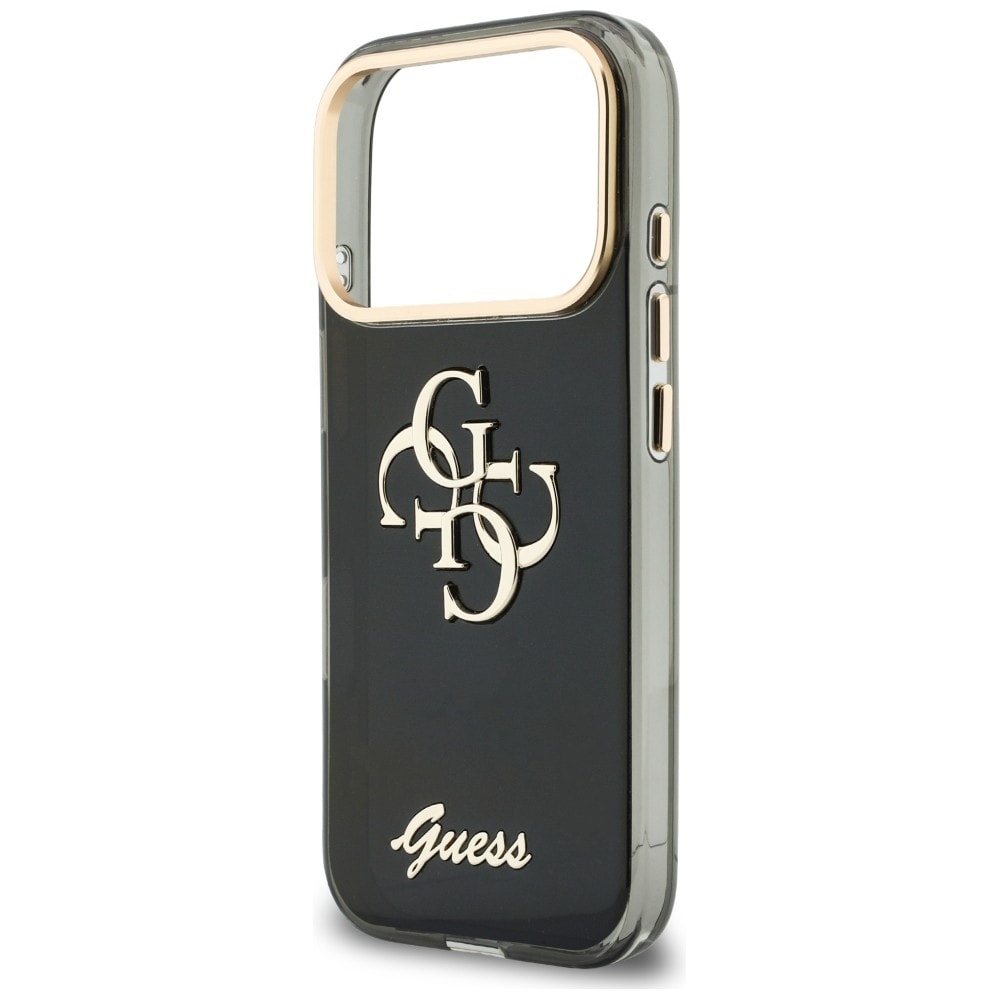 Guess IML 4G Script metallfodral för iPhone 17 Pro Max / 18 Pro Max – Svart