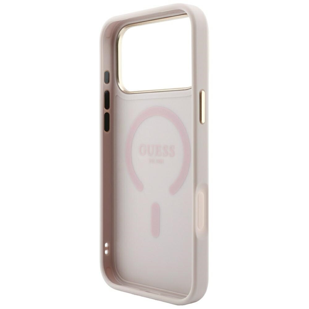Guess präglad 4G Classic MagSafe-skal för iPhone 17 Pro Max / 18 Pro Max – Rosa