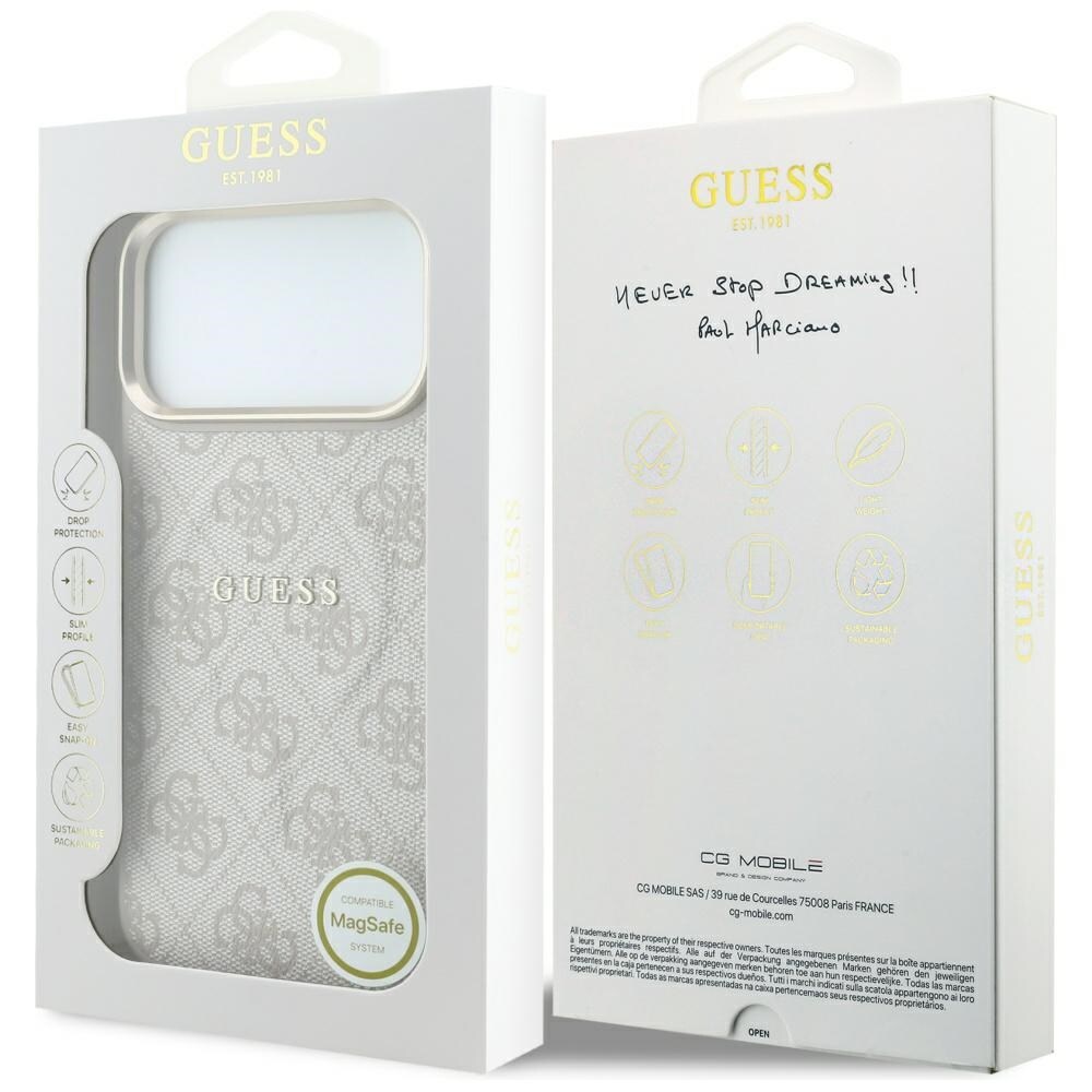 Guess präglad 4G Classic MagSafe-skal för iPhone 17 Pro Max / 18 Pro Max – Rosa