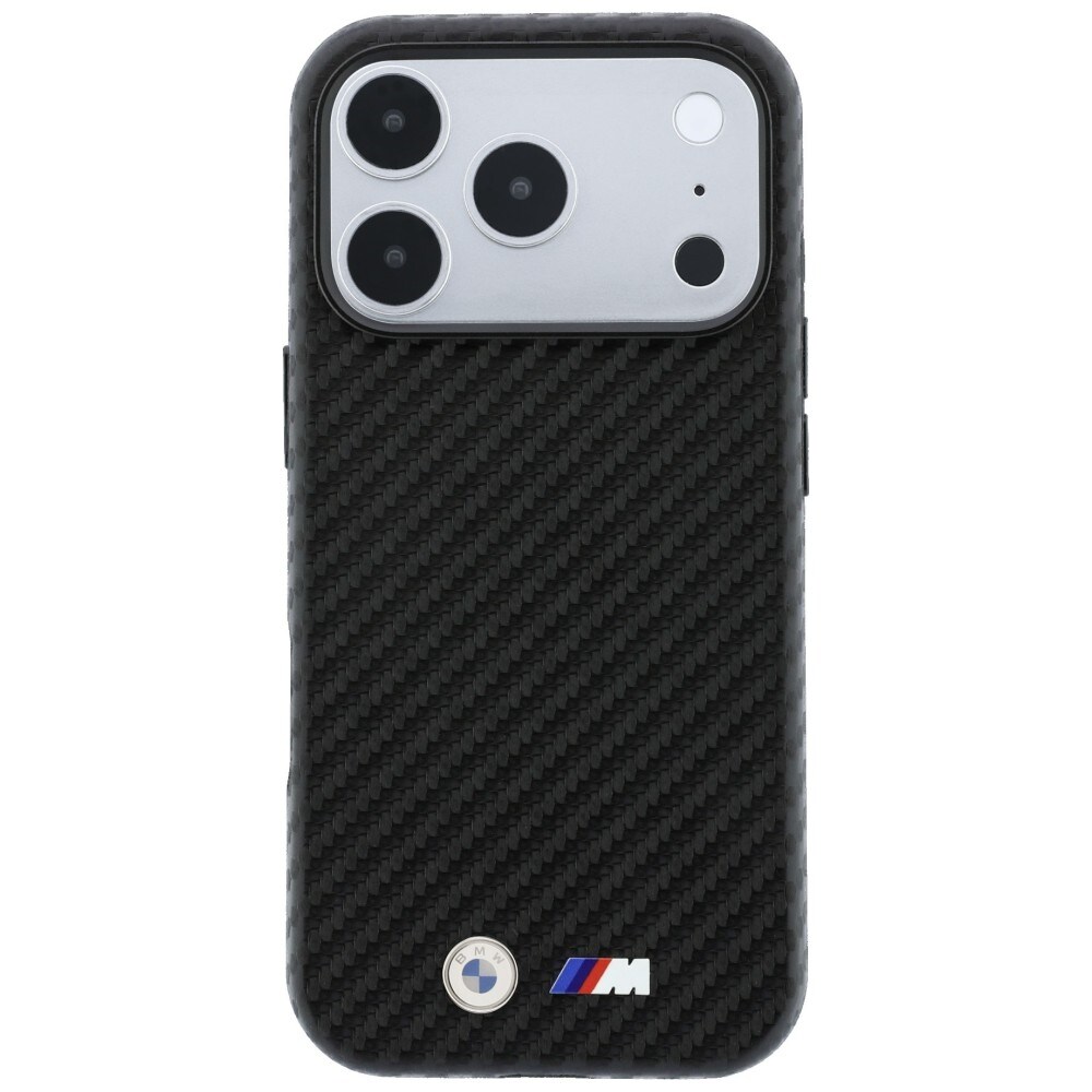 BMW MagSafe-fodral med Carbon Metal-logotyp för iPhone 17 Pro / 18 Pro – Svart