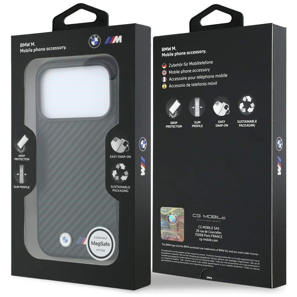 BMW MagSafe-fodral med Carbon Metal-logotyp för iPhone 17 Pro / 18 Pro – Svart