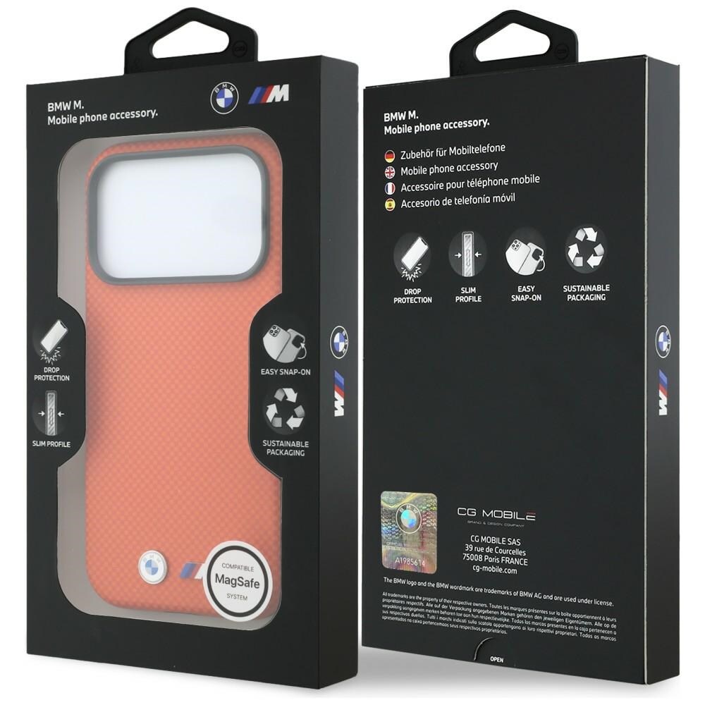 BMW M Quadrille MagSafe-fodral med Kevlar & metallogotyp för iPhone 17/18 Pro Max – Orange
