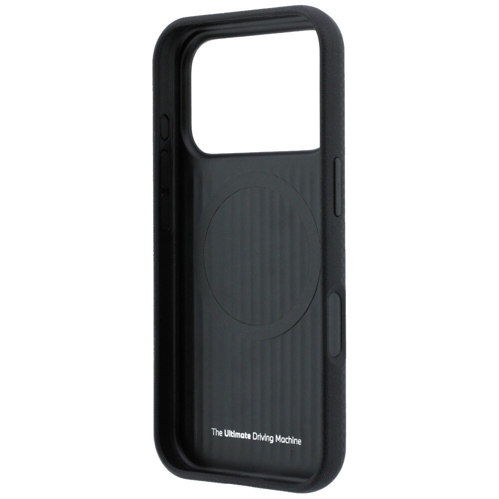 BMW M Quadrille MagSafe kevlarfodral i 3 färger med metalllogotyp för iPhone 17/18 Pro – Svart