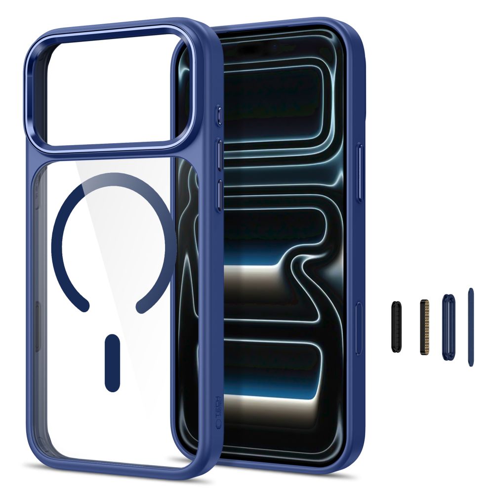 Tech-Protect Magmat Magsafe CC-fodral för iPhone 17 Pro Max / 18 Pro Max – Transparent marinblått