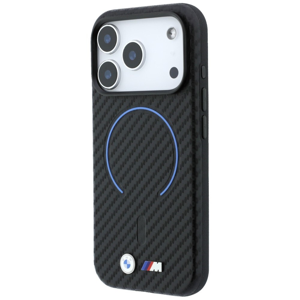 BMW MagSafe-fodral med kolfibermönster för iPhone 17 Pro Max / 18 Pro Max – Svart