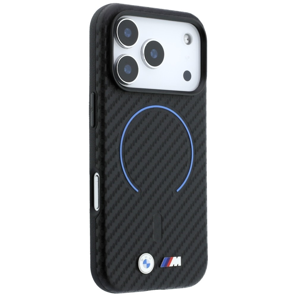 BMW MagSafe-fodral med kolfibermönster för iPhone 17 Pro Max / 18 Pro Max – Svart