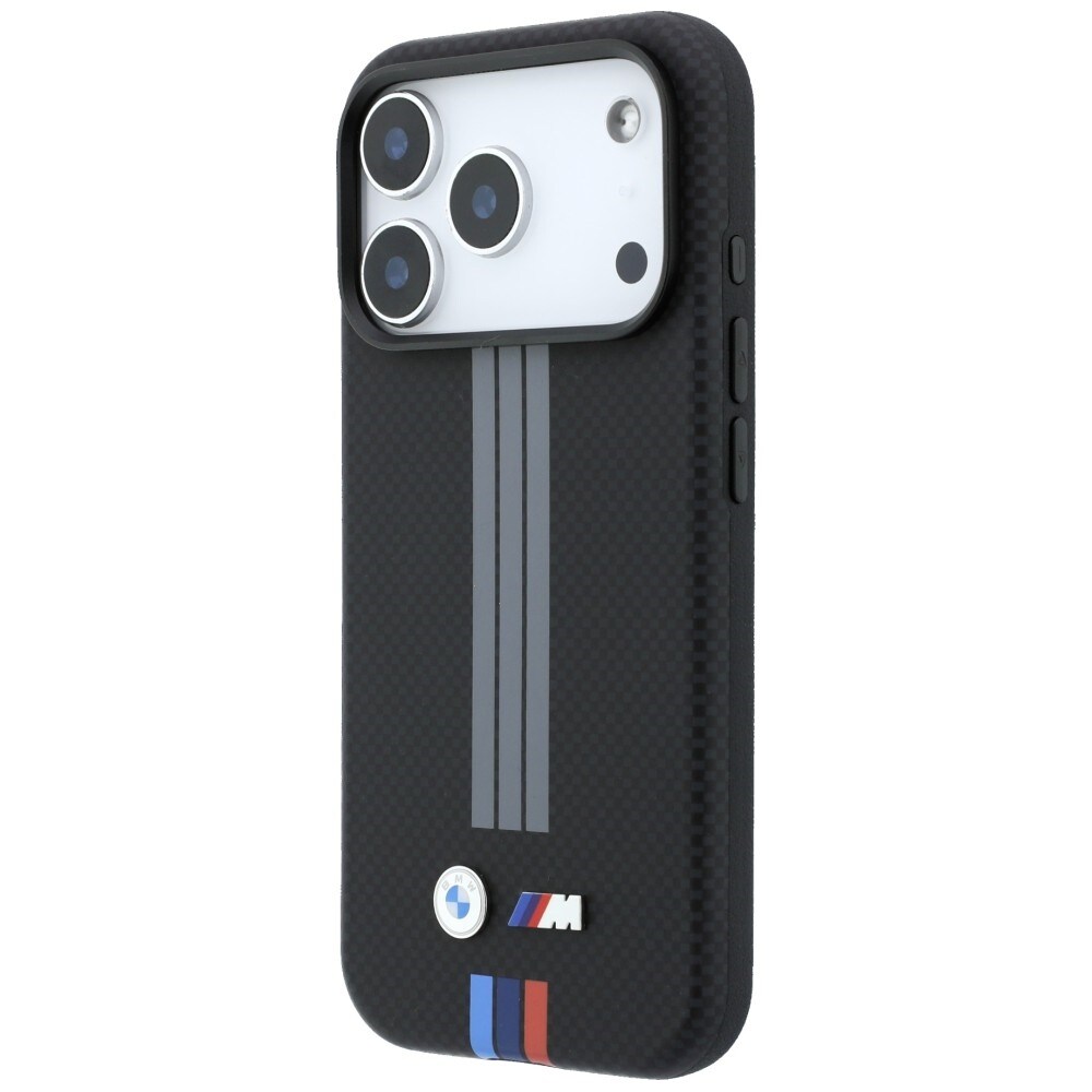 BMW M Quadrille Kevlar-etui antracit m/tricolor & MagSafe til iPhone 17 Pro/18 Pro – Sort