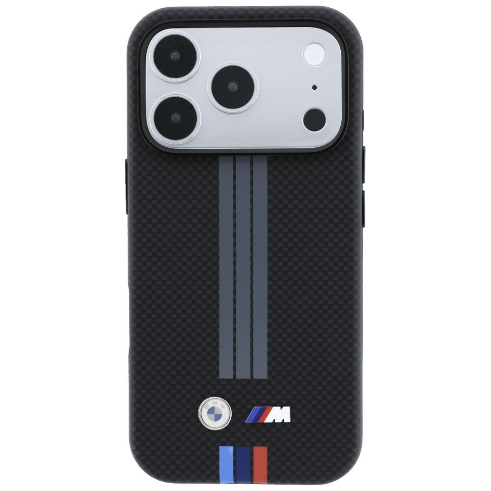 BMW M Quadrille Kevlar-etui antracit m/tricolor & MagSafe til iPhone 17 Pro/18 Pro – Sort