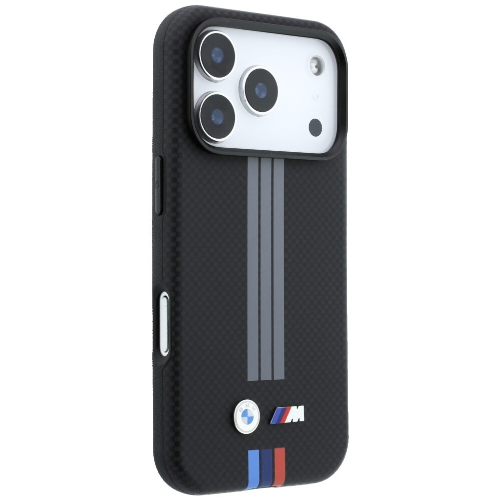 BMW M Quadrille Kevlar-etui antracit m/tricolor & MagSafe til iPhone 17 Pro/18 Pro – Sort