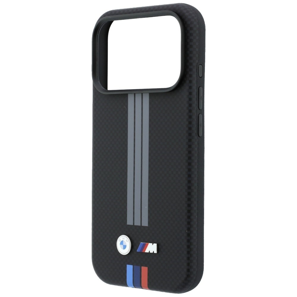 BMW M Quadrille Kevlar-etui antracit m/tricolor & MagSafe til iPhone 17 Pro/18 Pro – Sort