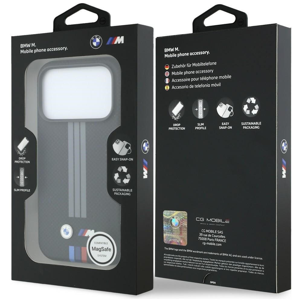 BMW M Quadrille Kevlar-etui antracit m/tricolor & MagSafe til iPhone 17 Pro/18 Pro – Sort