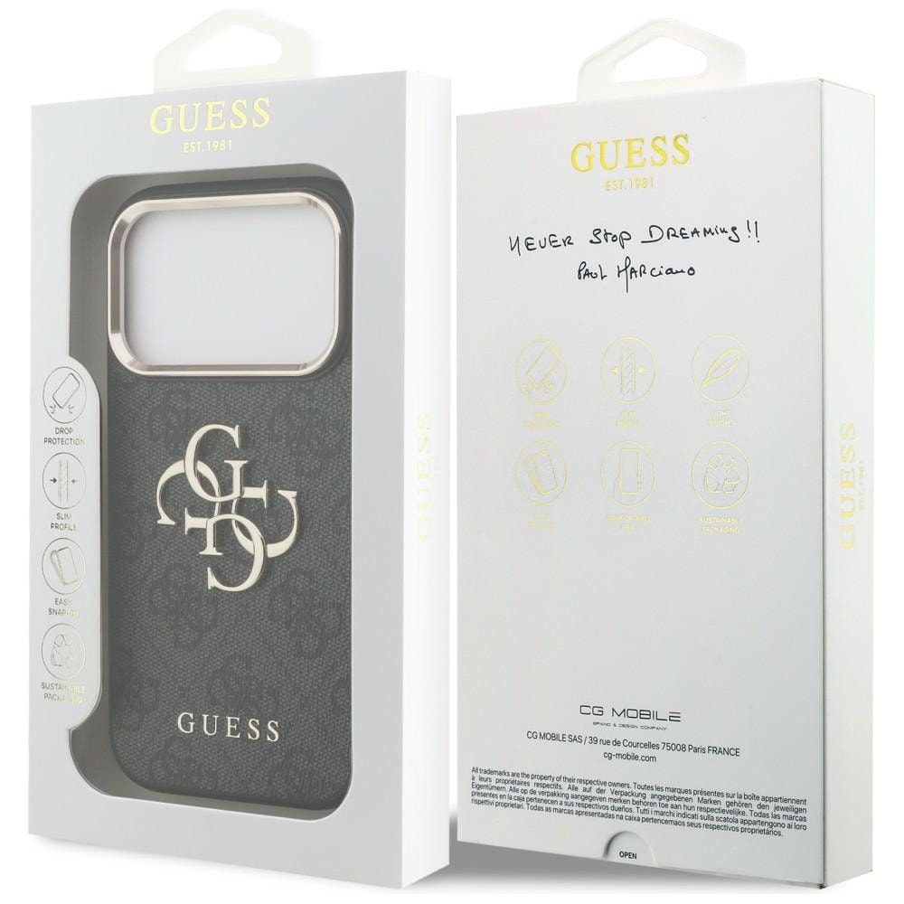 Guess 4G Big 4G Classic Logo-fodral för iPhone 17 Pro / 18 Pro – Svart och guld