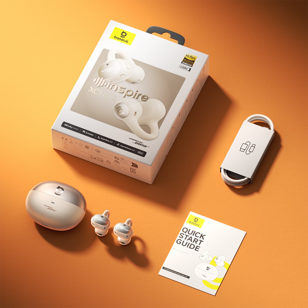 Baseus Inspire XC1 trådlösa hörlurar – ljud från Bose Dolby Audio, färg: Milky Way