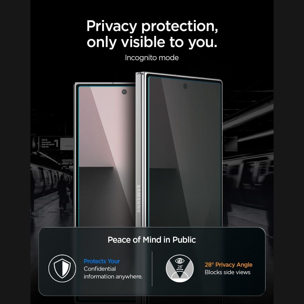 Spigen Glas.tR EZ Fit Pro HD Privacy – 2-pack härdat glas för Samsung Galaxy Z Fold 7/8 Ultra