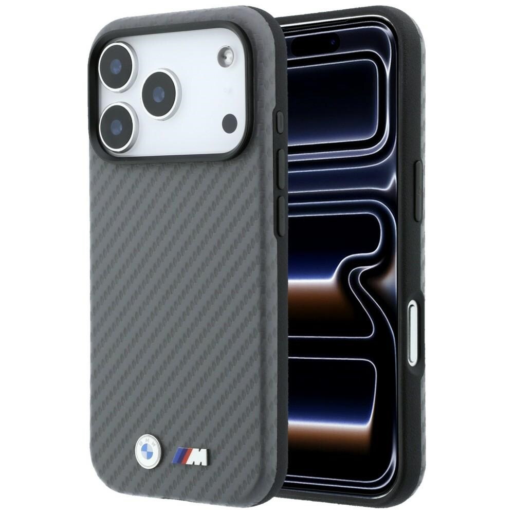 BMW MagSafe-fodral med Carbon Metal-logotyp för iPhone 17 Pro / 18 Pro – Grå