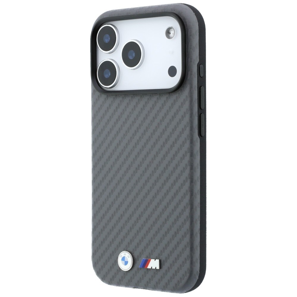BMW MagSafe-fodral med Carbon Metal-logotyp för iPhone 17 Pro / 18 Pro – Grå