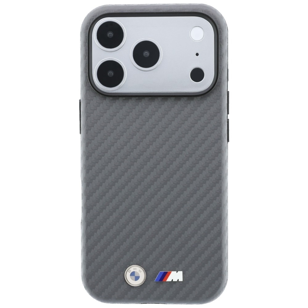 BMW MagSafe-fodral med Carbon Metal-logotyp för iPhone 17 Pro / 18 Pro – Grå