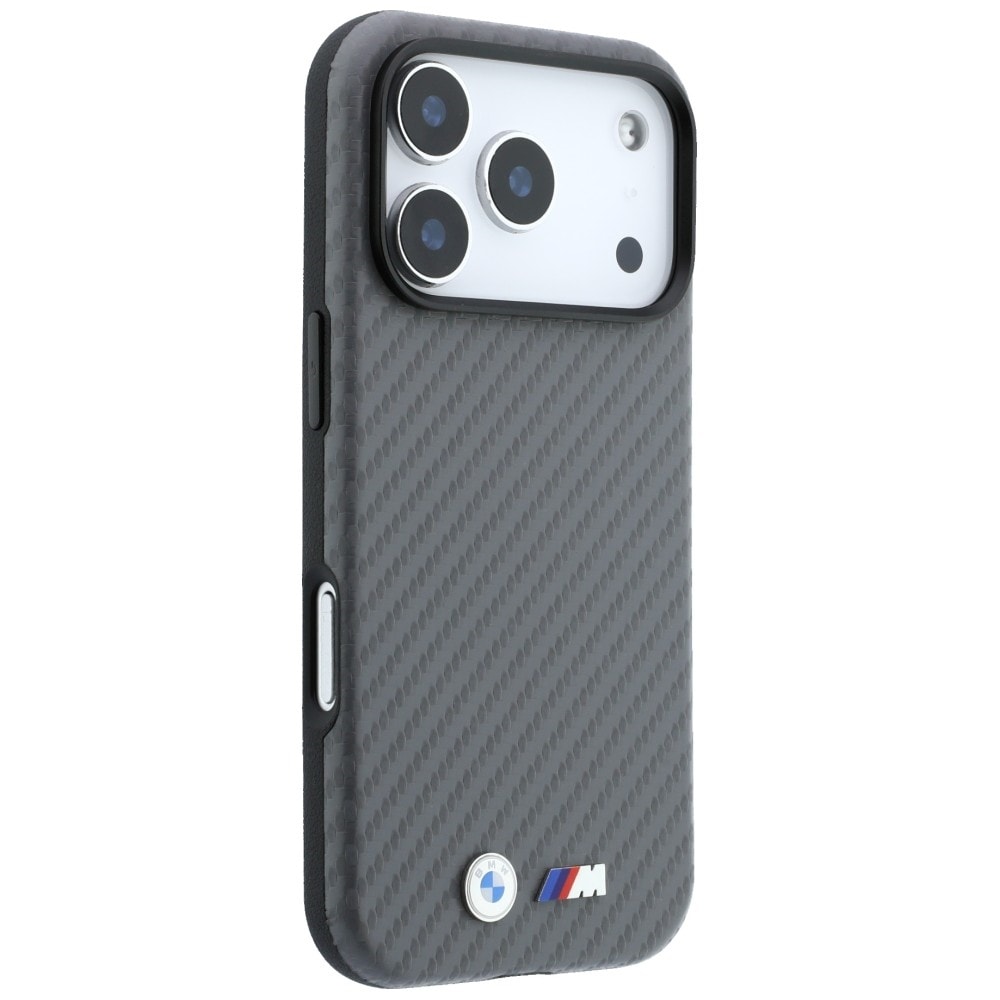 BMW MagSafe-fodral med Carbon Metal-logotyp för iPhone 17 Pro / 18 Pro – Grå