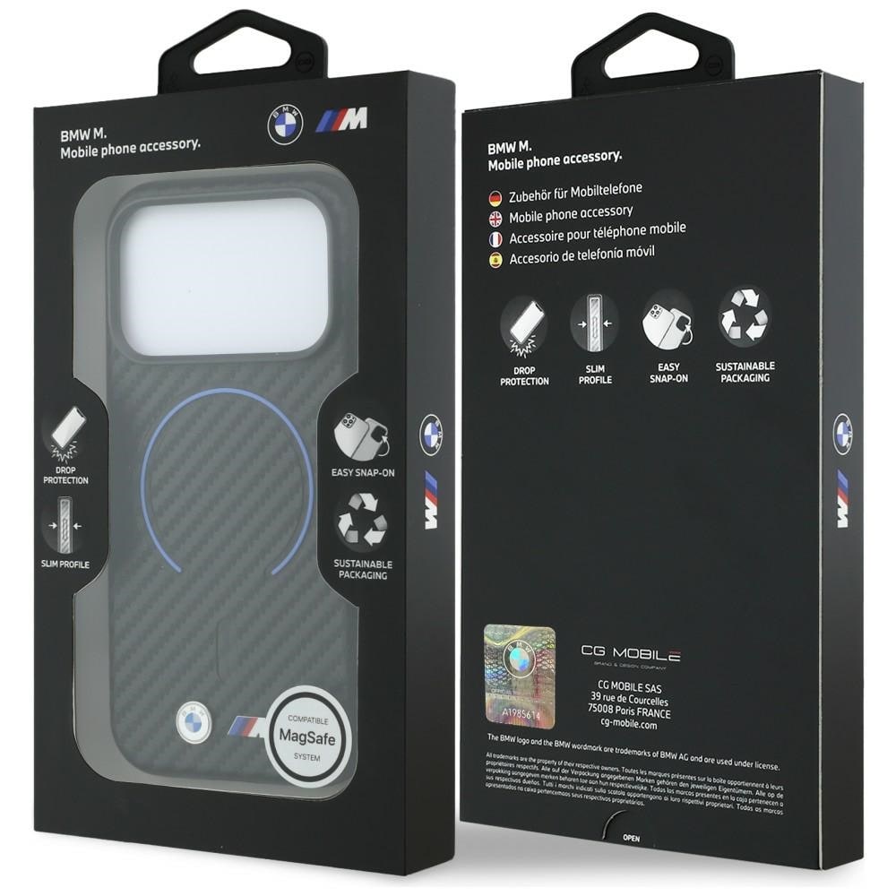 BMW MagSafe-fodral med kolfibermönster för iPhone 17 Pro / 18 Pro – Svart