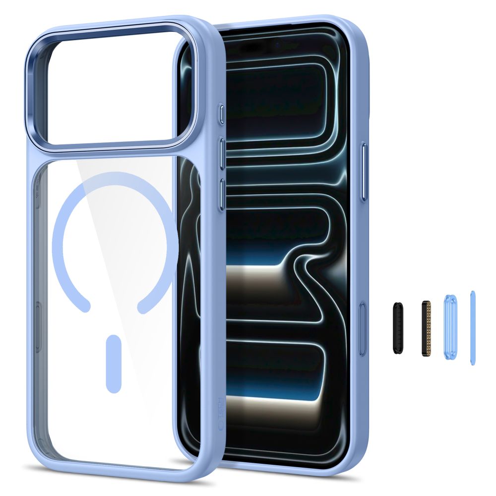 Tech-Protect Magmat Magsafe CC-fodral för iPhone 17 Pro Max / 18 Pro Max – Transparent ljusblått