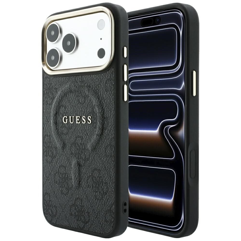 Guess präglad 4G Classic MagSafe-skal för iPhone 17 Pro / 18 Pro – Svart