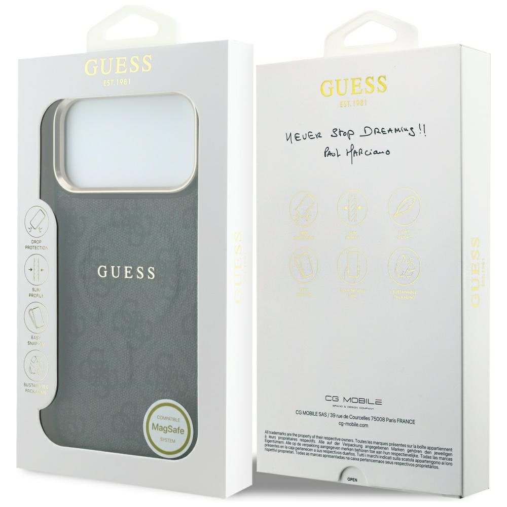 Guess präglad 4G Classic MagSafe-skal för iPhone 17 Pro / 18 Pro – Svart