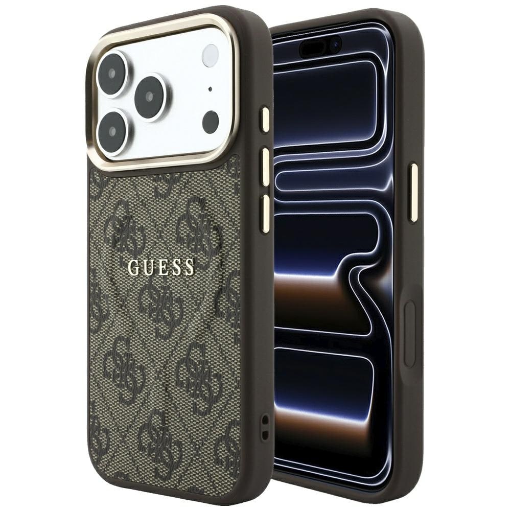Guess präglad 4G Classic MagSafe-skal för iPhone 17 Pro Max / 18 Pro Max – Brunt