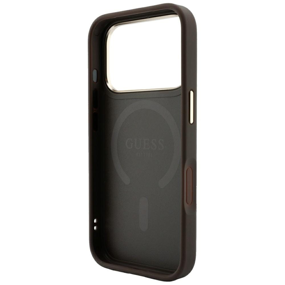 Guess präglad 4G Classic MagSafe-skal för iPhone 17 Pro Max / 18 Pro Max – Brunt