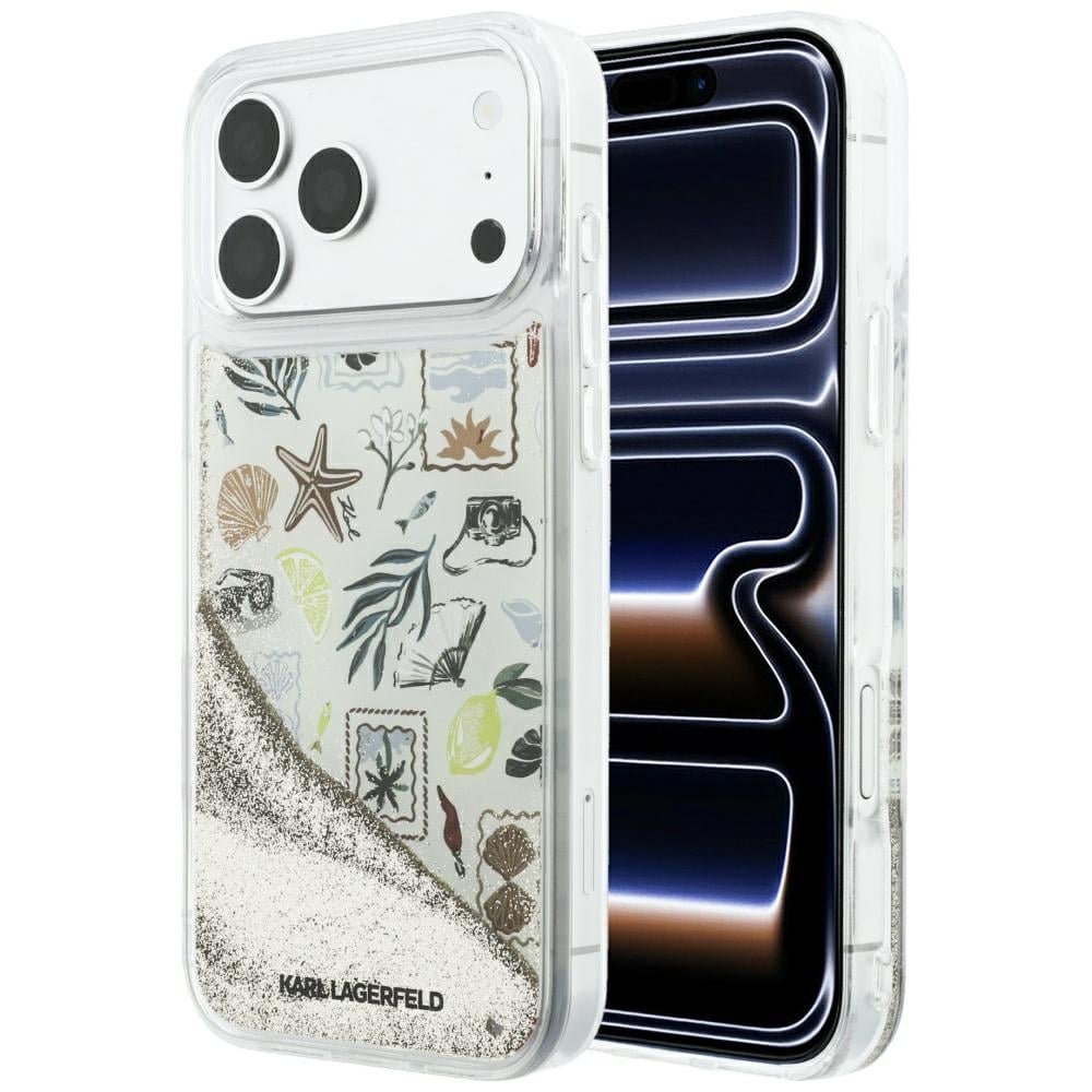 Karl Lagerfeld Liquid Glitter Beach & Sand-fodral för iPhone 17 Pro Max / 18 Pro Max – beige