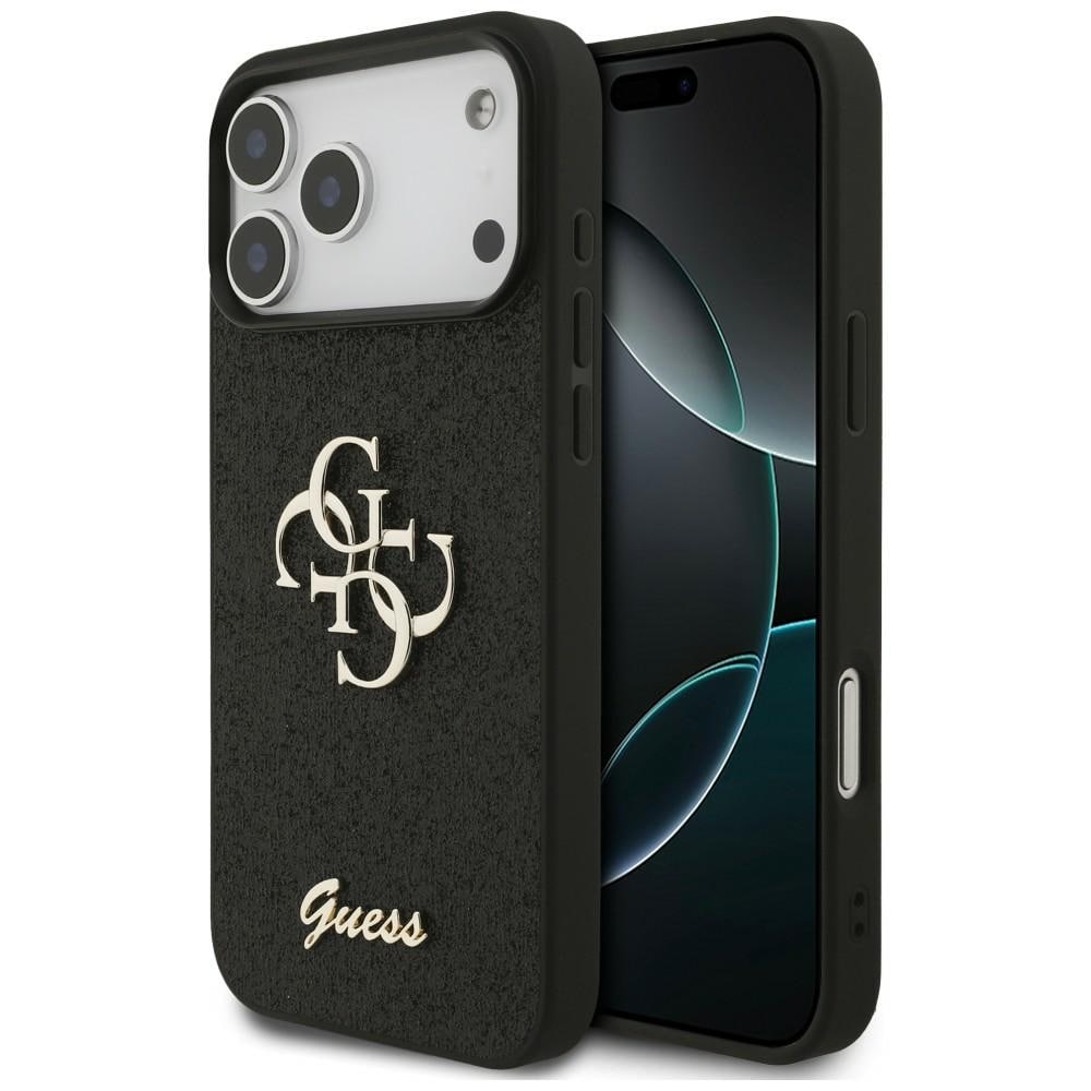 Guess Fixed Glitter Big 4G-fodral för iPhone 17 Pro Max / 18 Pro Max – Svart