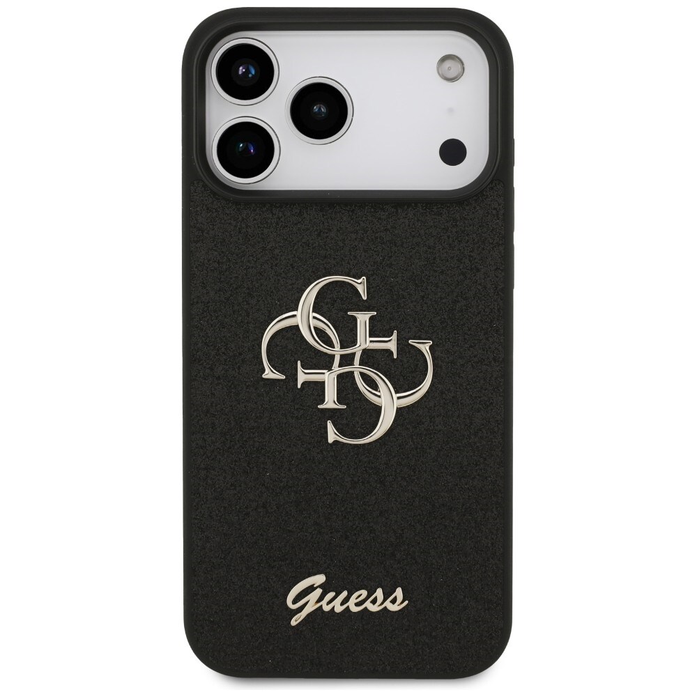 Guess Fixed Glitter Big 4G-fodral för iPhone 17 Pro Max / 18 Pro Max – Svart