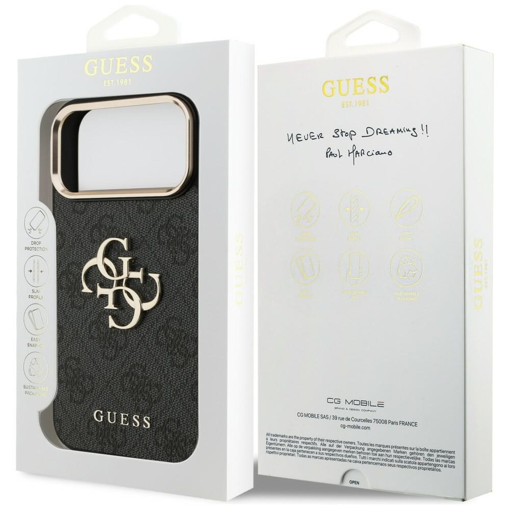 Guess 4G Big 4G Classic Logo-fodral för iPhone 17 Pro Max / 18 Pro Max – svart och guld