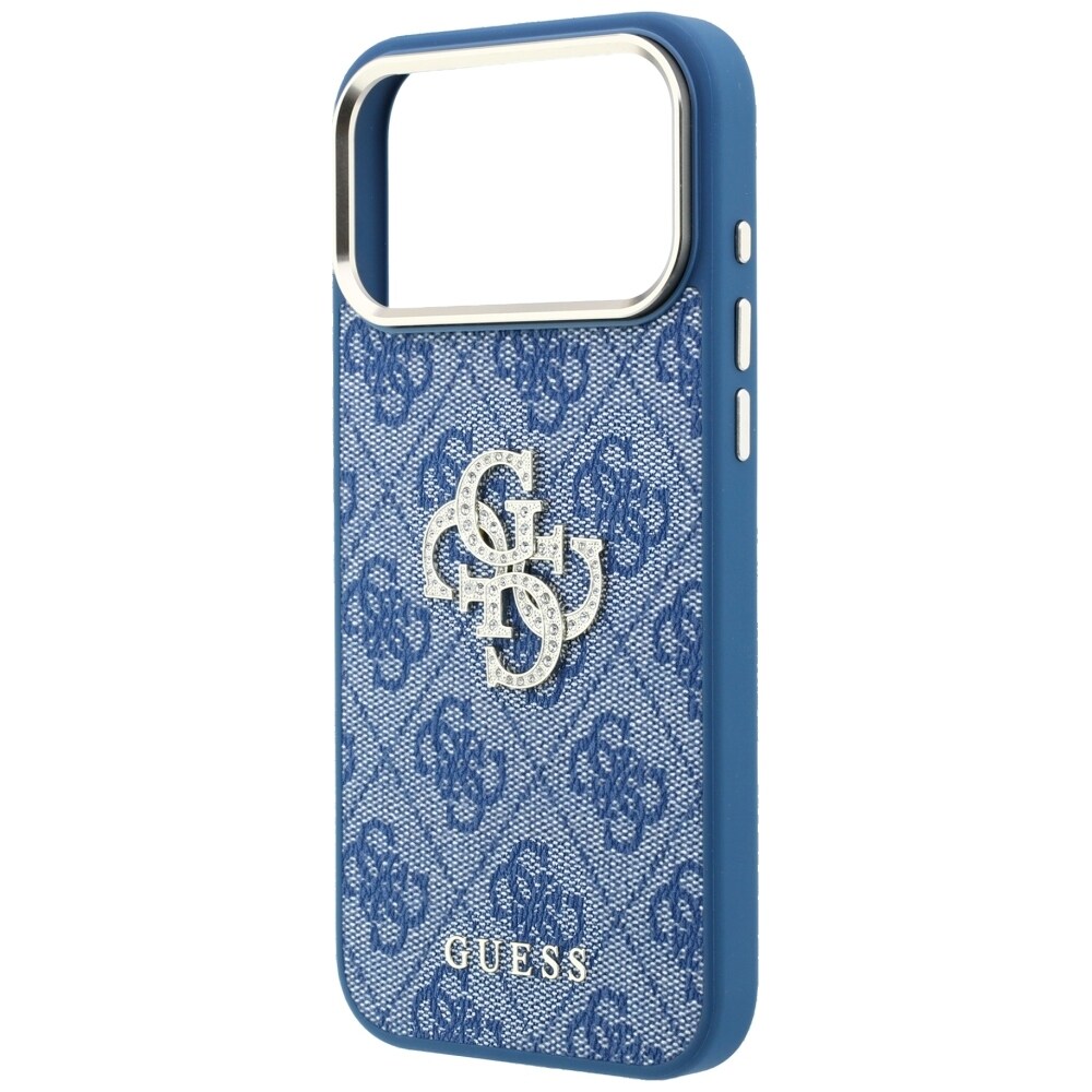 Guess 4G & Big Strass Logo-fodral för iPhone 18 Pro / 17 Pro – Blått