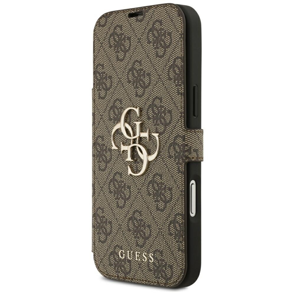 Guess Book 4G metallfodral med logotyp för iPhone 18 Pro Max / 17 Pro Max – Brunt