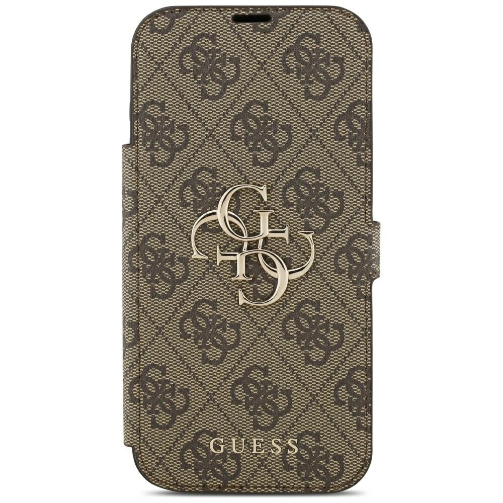 Guess Book 4G metallfodral med logotyp för iPhone 18 Pro Max / 17 Pro Max – Brunt
