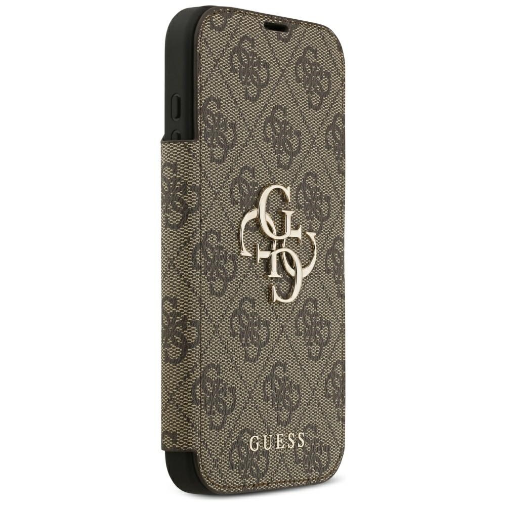 Guess Book 4G metallfodral med logotyp för iPhone 18 Pro Max / 17 Pro Max – Brunt