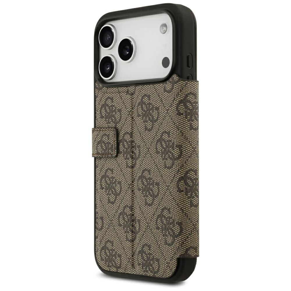Guess Book 4G metallfodral med logotyp för iPhone 18 Pro Max / 17 Pro Max – Brunt
