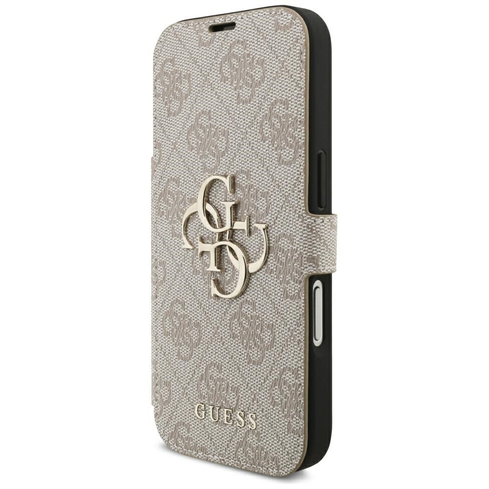 Guess Book 4G metallfodral med logotyp för iPhone 18 Pro / 17 Pro – Rosa