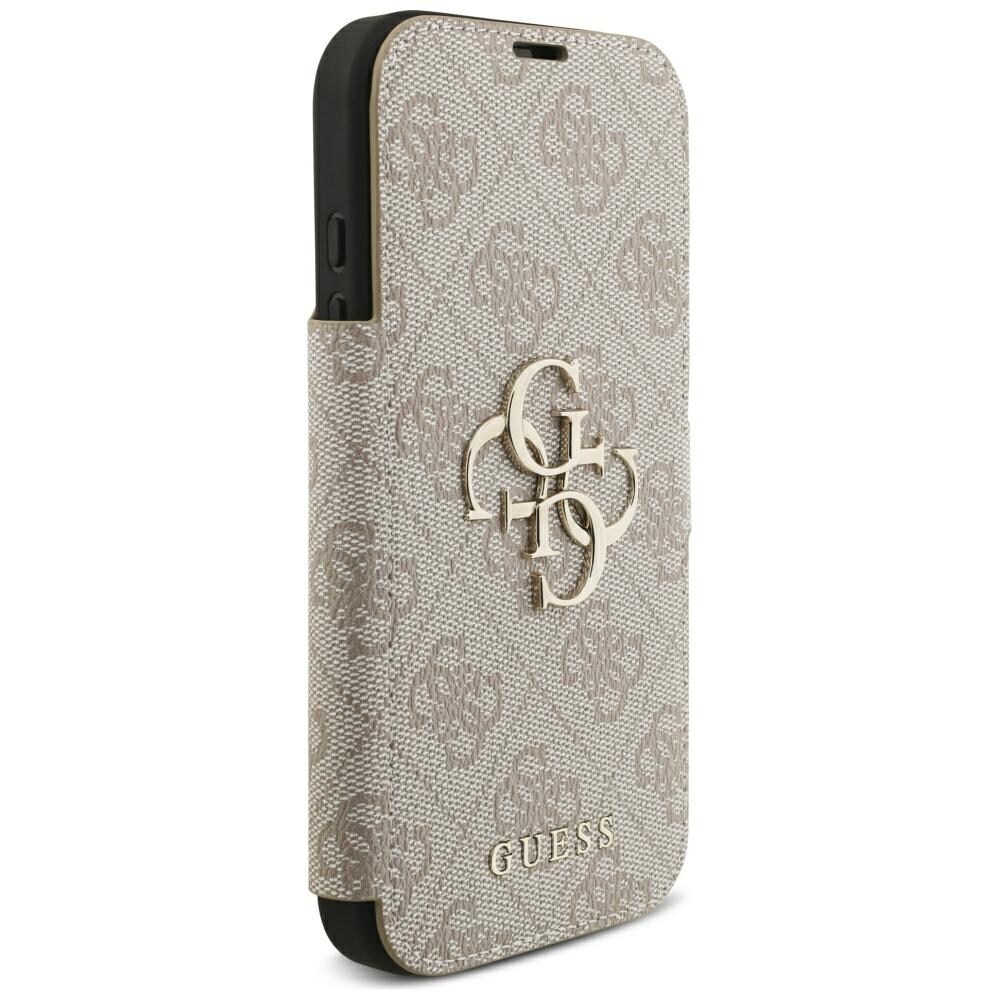 Guess Book 4G metallfodral med logotyp för iPhone 18 Pro / 17 Pro – Rosa
