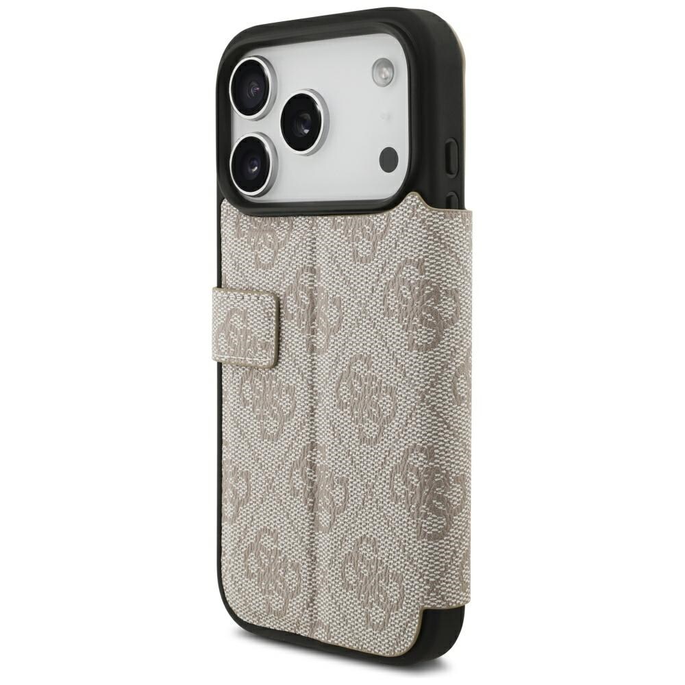 Guess Book 4G metallfodral med logotyp för iPhone 18 Pro / 17 Pro – Rosa