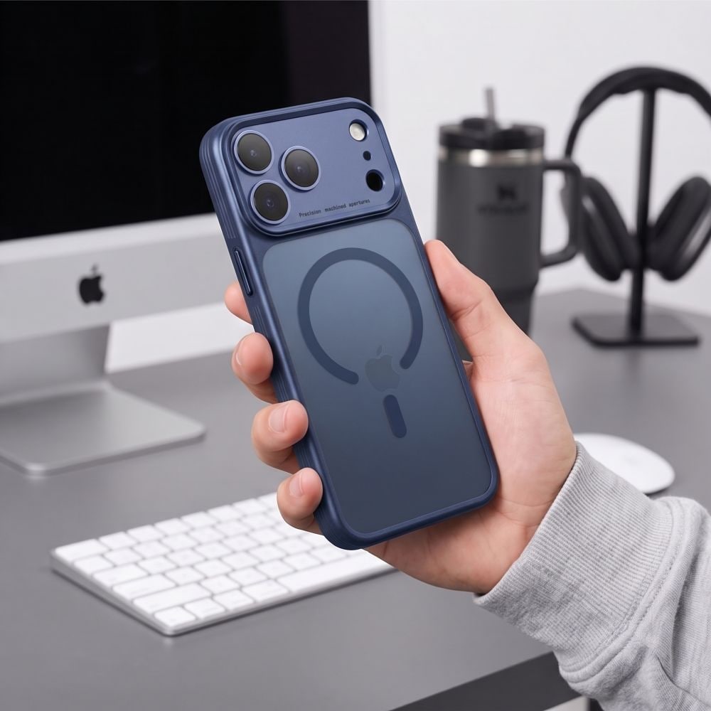 Tech-Protect MagPrime MagSafe CC-etui til iPhone 18 Pro / 17 Pro – mat marineblå