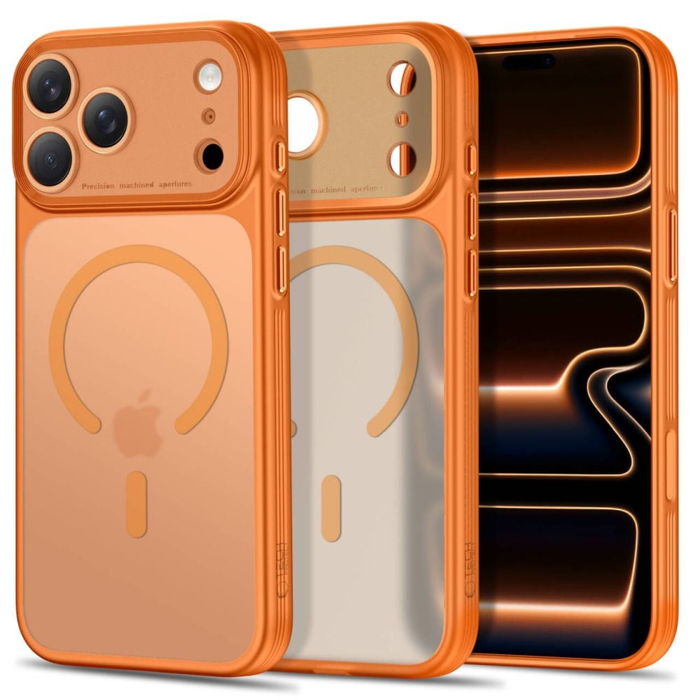 Tech-Protect MagPrime MagSafe CC-fodral för iPhone 18 Pro / 17 Pro – matt orange