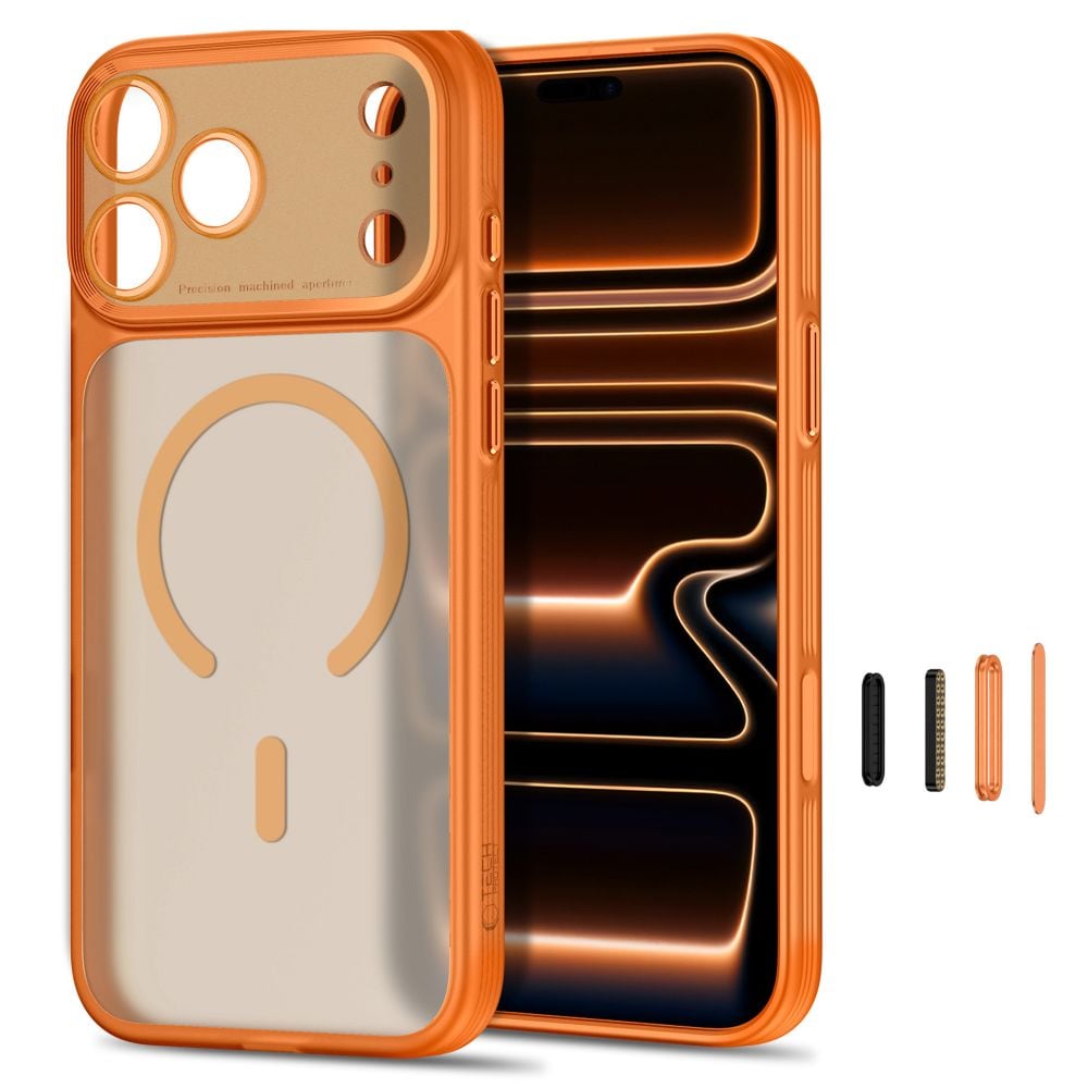 Tech-Protect MagPrime MagSafe CC-fodral för iPhone 18 Pro / 17 Pro – matt orange
