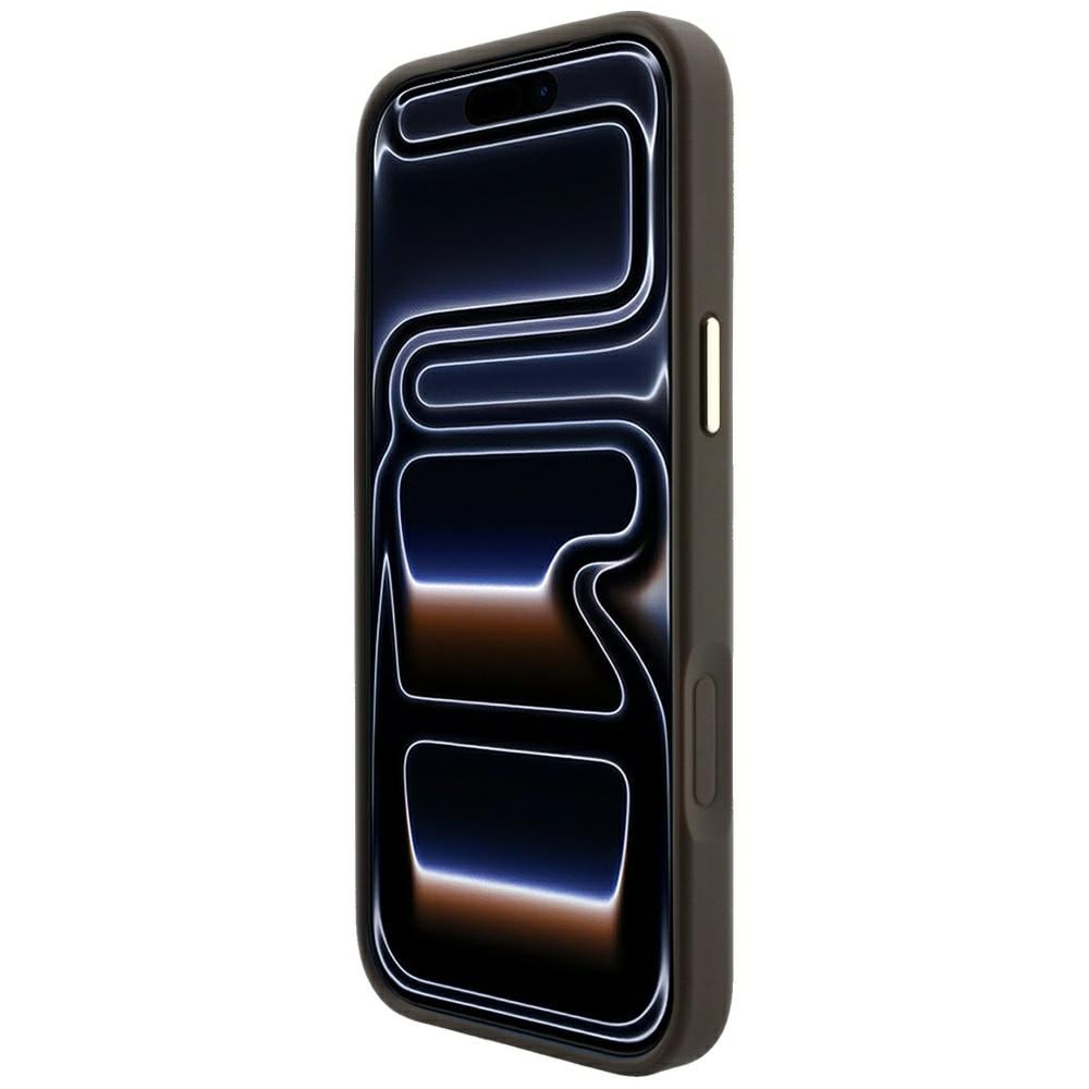 Guess 4G med Stripe-logoer i rund og Classic-udgave – MagSafe-etui til iPhone 17 Pro / 18 Pro – Brun