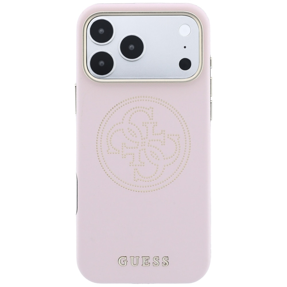 Guess perforerat 4G-fodral med guldlogotyp och MagSafe-funktion för iPhone 17 Pro / 18 Pro – Rosa